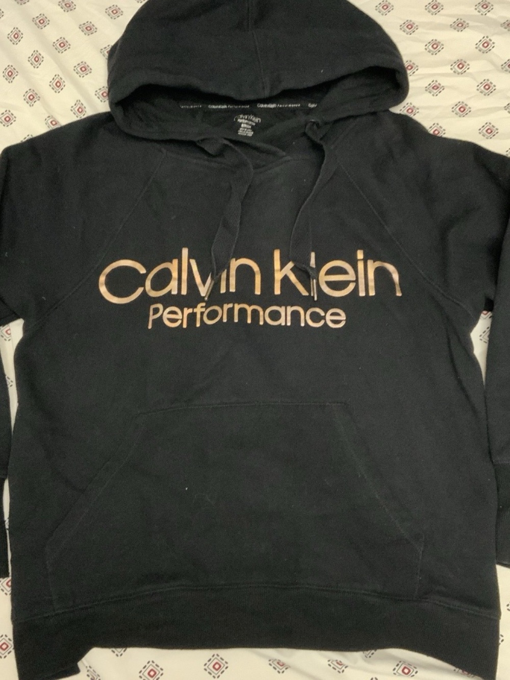Calvin Klein Women's Performance Hoodie Black Logo Small Sweatshirt Pullover